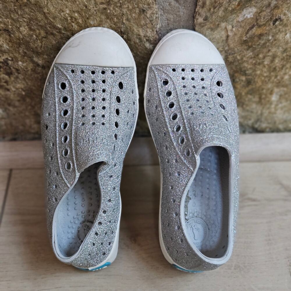 Native Shoes Jefferson Bling Silver Glitter Slip-On Toddler Size C9